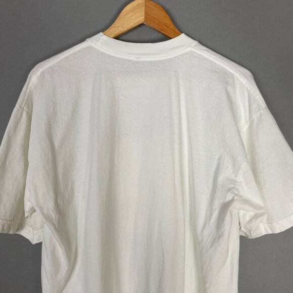 Graphic Tee Abstract Design Playful White T-Shirt Size Large Ring Men Pink Blue - Picture 7 of 8